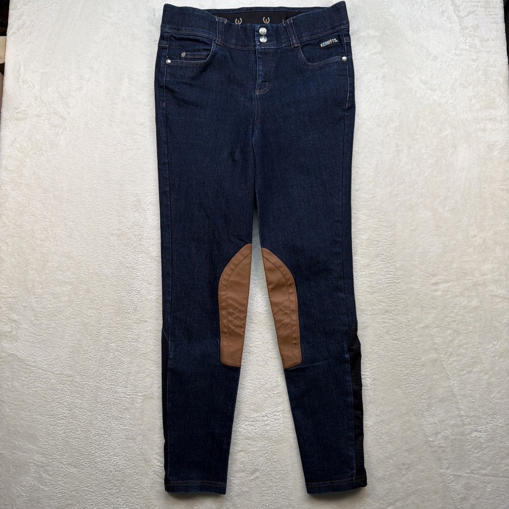 Kerrits Girls Riding Jeans XL Equestrian Breeches Denim Knee Patch Pants